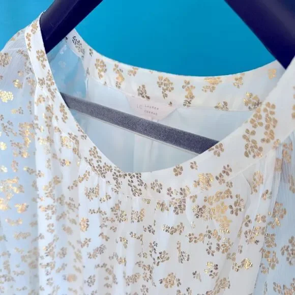 LC Lauren Conrad Elegant Gold and White long sleeve Women's Top - Picture 11 of 16